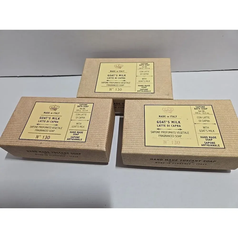 Sapone Profumato Vegetable Fragranced Soap Hand Made in Italy Goat's milk 3 Pack